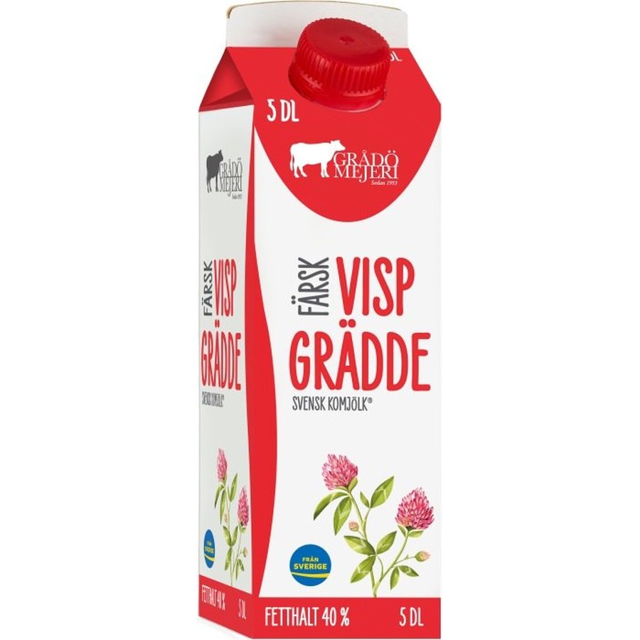 Grådö Mejeri vispgrädde 40% 0,5 l. Wrap om 12 st Pris per st.