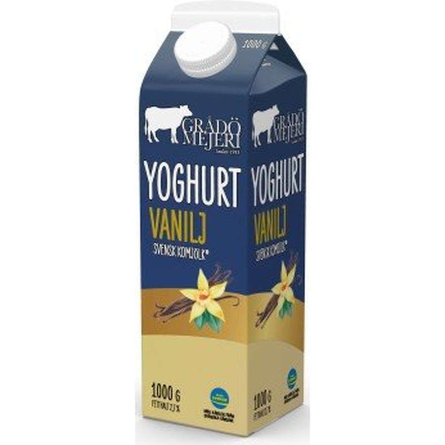 Grådö Mejeri Yoghurt vanilj 2,7% 1 liter